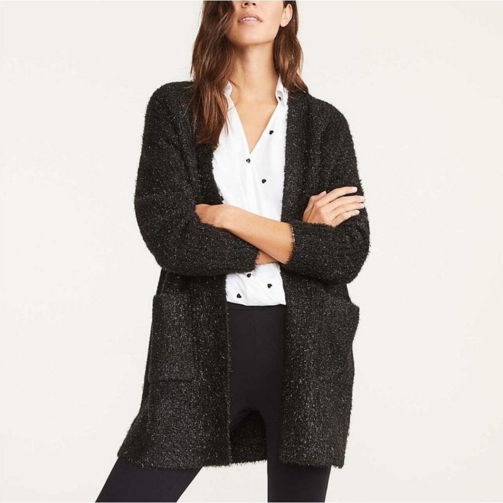 Lou & Grey for Loft Nwot Fuzzy Eyelash Open Front Cardigan Sweater Size XL